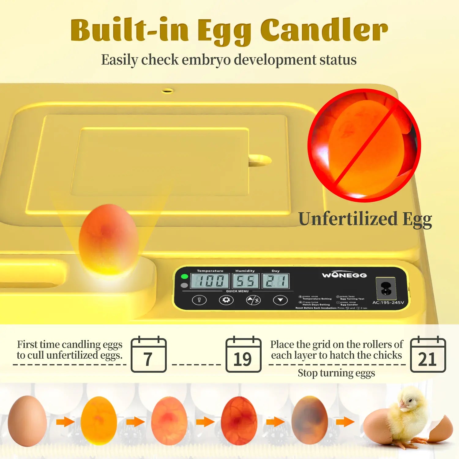 Fully Automatic 36/72/108-Egg Smart Incubator, Featuring an Innovative Pulse Dot-Matrix Heating Mode, Automatic Egg Turning, Automatic Watering and Humidity Control, Precise Temperature Regulation, Freely Adjustable Shaft Spacing