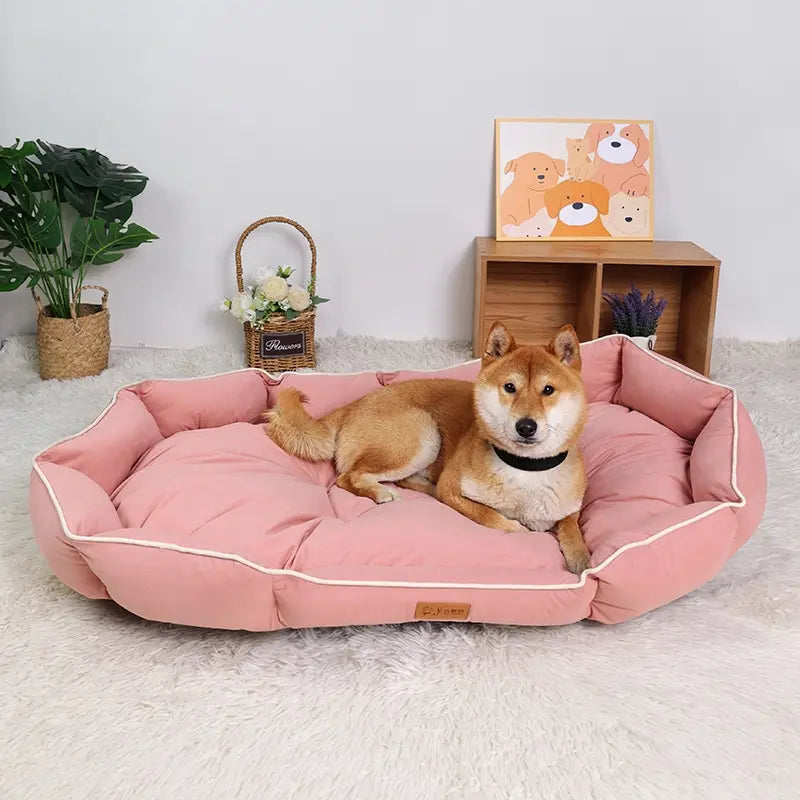 Dog Bed All-Season Pet Nest Anti-Slip Soft Plush Pillow Warm Winter Luxury Sofa Cat Couch Washable Dog Paw Cushion Resting Area Durable Base