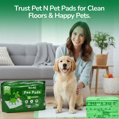 Pet N Pet 50 Count Puppy Training Pads – 48% USDA Certified Plant-Based Dog Pee Pads, Unscented, Super Absorbent & Leak-Proof