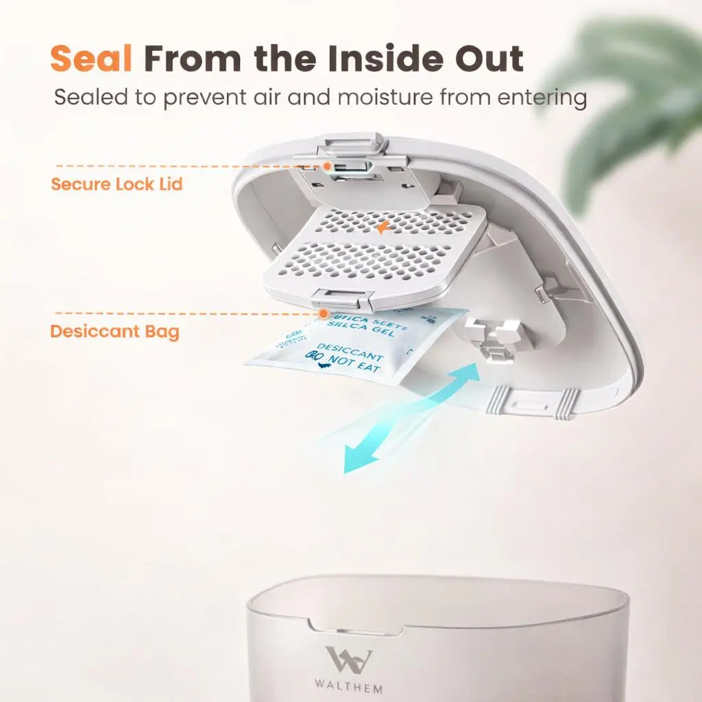 WAITHEM Wifi Smart Automatic Pet Feeder with 5G Wifi, 3L Airtight Seal Auto Feeding Dispenser for Cats/Dogs, APP Control, Dual Power Supply, Desiccant Bag for Fresh Food