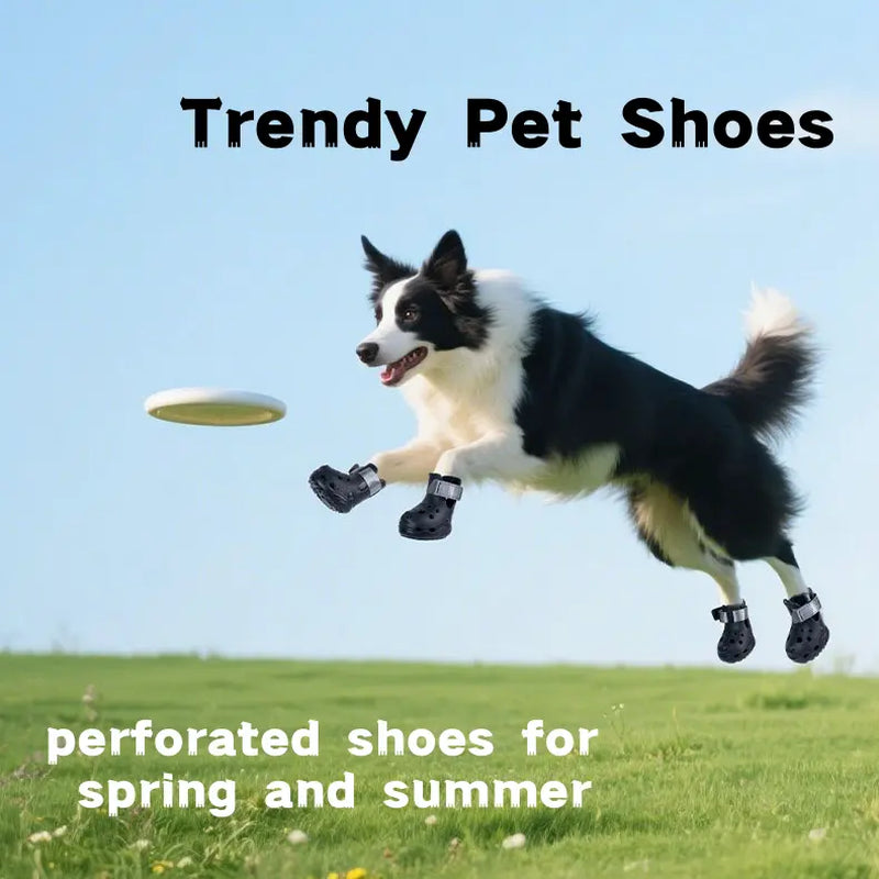 Perforated Multi-Size Dog Sandals, Breathable Soft-Sole Pet Paw Protectors for Spring & Summer, Outdoor Shoes for Walks and Playtime,Summervibes