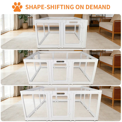 Clear Acrylic Dog Cat Playpen Indoor, Transparent Fence for Puppy Rabbit and Cat, Easy Assemble Plastic Playard 10 Panels