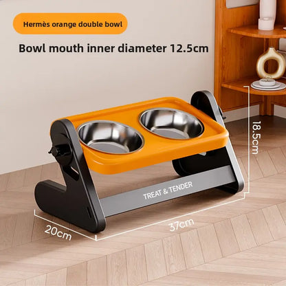 Stainless Steel Dog Feeding Bowls Set, Adjustable Elevated Pet Feeder, Non-Slip Design for Small Dogs and Cats, 2 Bowls and 1 Raised Bowl
