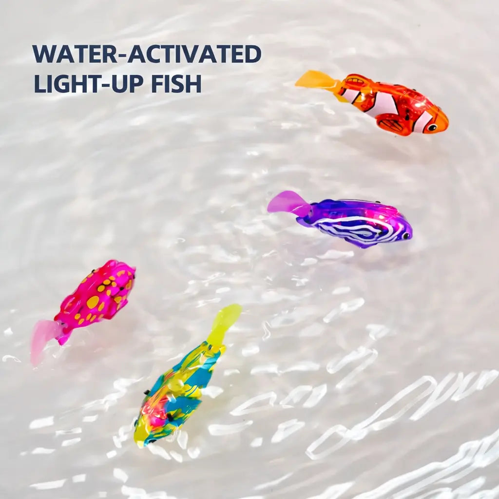 Robot Fish, Robotic Fish for Cats and Dogs, Swimming Fi-Sh with Luminous Function, Waterproof Bath Fi-Sh for Pets, Interactive Robot Fi-Sh for Aquarium and Pool Play (4 Pack)