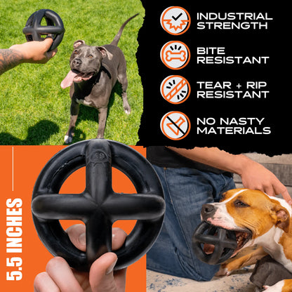 Monster K9 Ring Ball | Virtually Indestructible. Lifetime Guaranteed. | VULCRON Natural Rubber | Durable, Heavy Duty Dog Chew Toy for Aggressive Chewers | Medium & Large Breeds, 5.5”