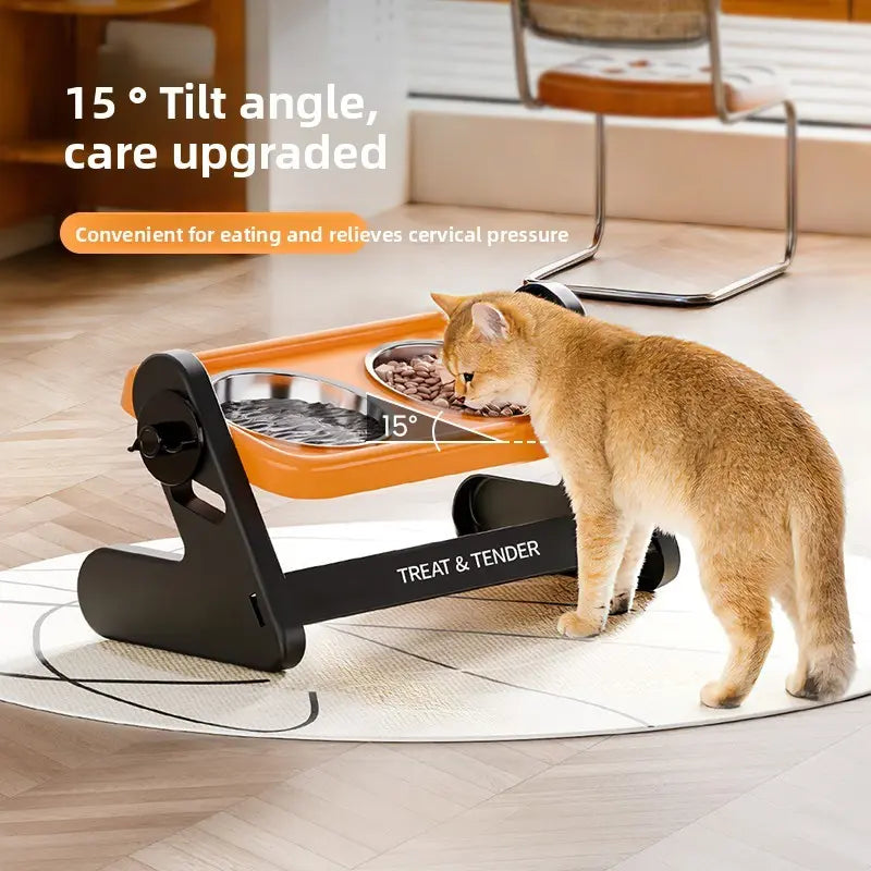 Stainless Steel Dog Feeding Bowls Set, Adjustable Elevated Pet Feeder, Non-Slip Design for Small Dogs and Cats, 2 Bowls and 1 Raised Bowl