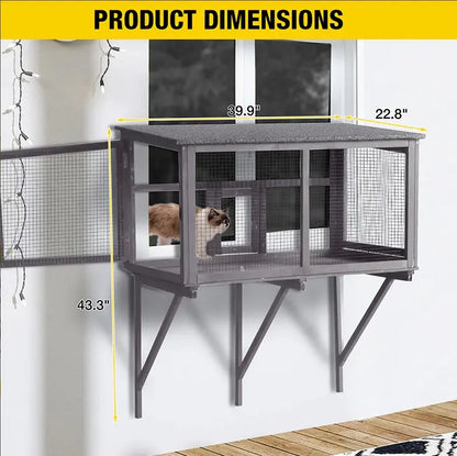 Transform Your Cat's World with the Aivituvin-Air7016 Wooden Cat Window Catio – A Safe Outdoor Adventure Awaits!