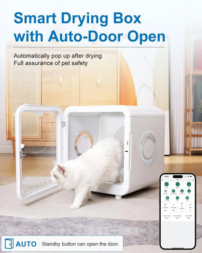 Pet Dryer Box for Cats & Dogs – 72L Quiet Hair Drying Machine with Adjustable Temp, Blow Air Function – Portable Dog Dryer for Home Bathing, Pet Drying Kit