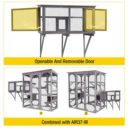 Transform Your Cat's World with the Aivituvin-Air7016 Wooden Cat Window Catio – A Safe Outdoor Adventure Awaits!