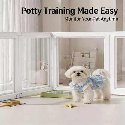 Clear Acrylic Dog Cat Playpen Indoor, Transparent Fence for Puppy Rabbit and Cat, Easy Assemble Plastic Playard 10 Panels