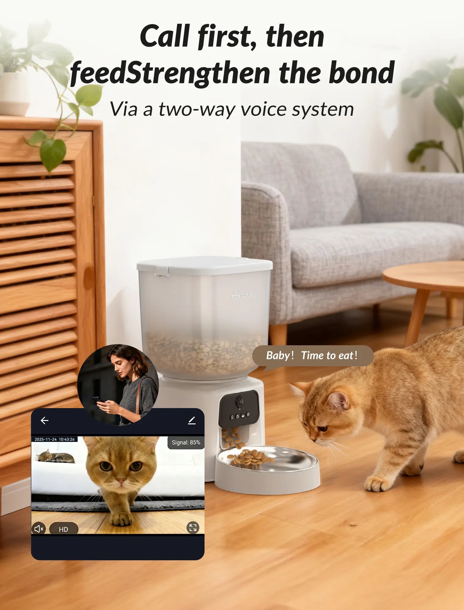 Automatic Cat Feeder with Camera, 5L Timed Cat Food Feeder,2-Way Audio & App Remote Control,Desiccant Bag,Auto Pet Dispenser for Cats and Dogs