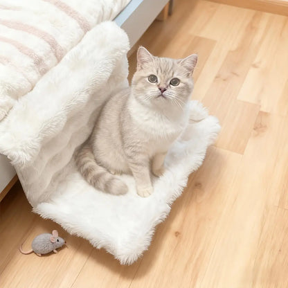 Plush Pet Bedside Hammock, Washable All-Season, Wall-Mounted, Fits Sofa/Bed/Window/Home, Small Cat/Dog Soft Pad, Portable & Easy Clean