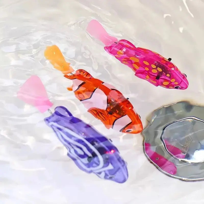 Robot Fish, Robotic Fish for Cats and Dogs, Swimming Fi-Sh with Luminous Function, Waterproof Bath Fi-Sh for Pets, Interactive Robot Fi-Sh for Aquarium and Pool Play (4 Pack)