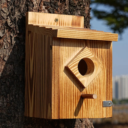 Waterproof Wooden Blue Bird House, Weather Treated Bluebird Box Houses for Outdoors, Nesting Box for Wrens, Swallows, Finches, Chickadee,Summervibes