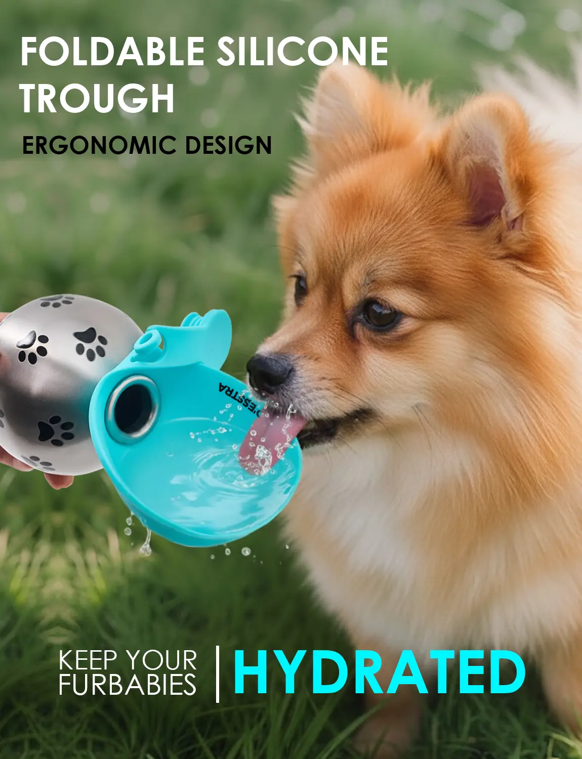Stainless Pet Water Bottle with Drinking Basin — 285Ml Leak-Proof Travel Bottle for Dogs & Cats Perfect for Walks, Road Trips & Outdoor Play