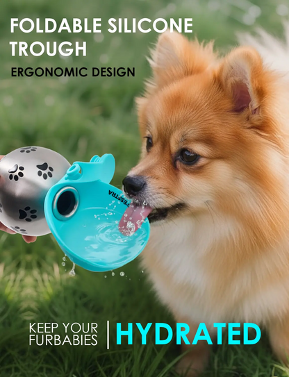 Stainless Pet Water Bottle with Drinking Basin — 285Ml Leak-Proof Travel Bottle for Dogs & Cats Perfect for Walks, Road Trips & Outdoor Play