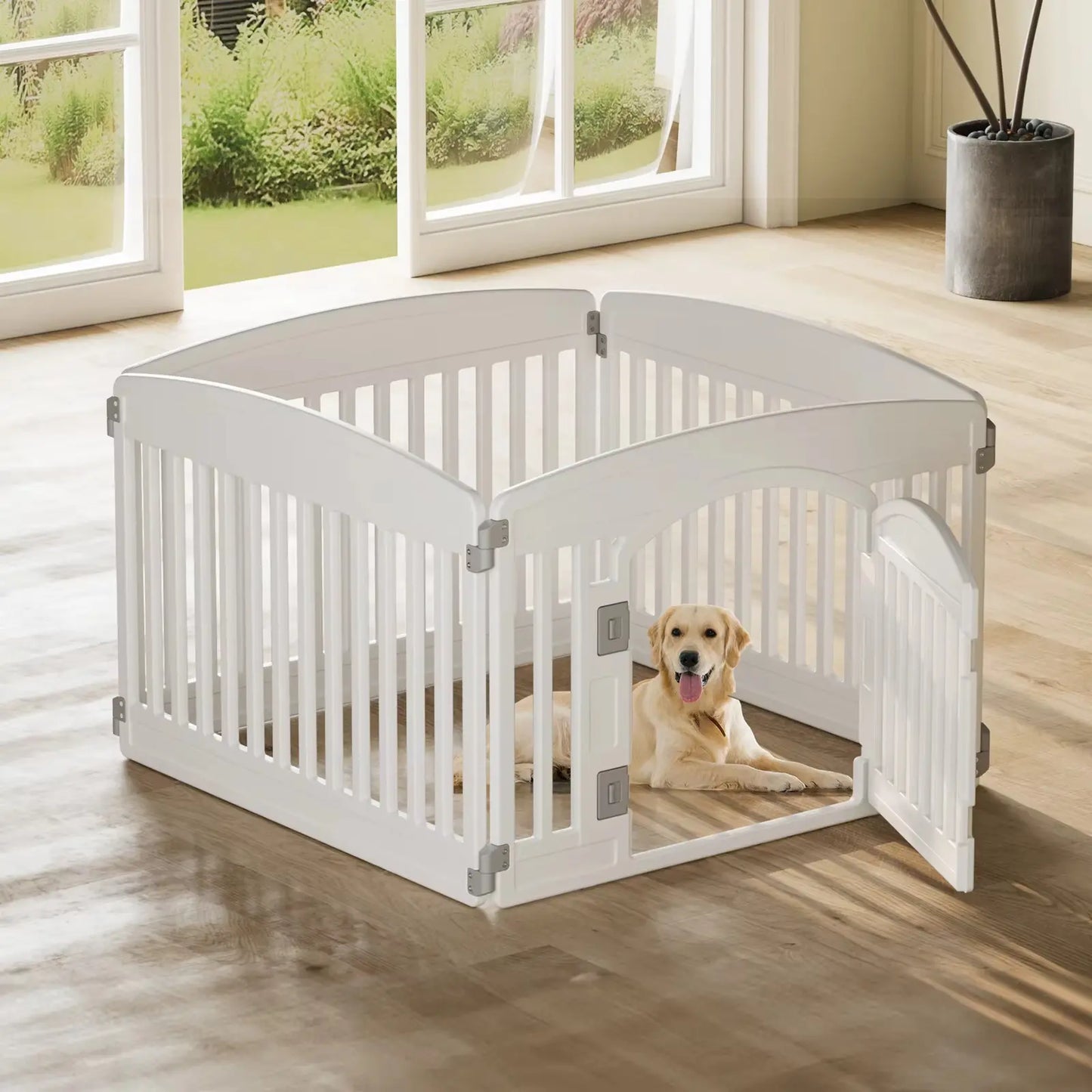 Plastic Dog Playpen 6 Panel 24IN Expandable Durable Pet Fence for Medium Dogs Indoor Outdoor Folding Portable Puppy Playpen