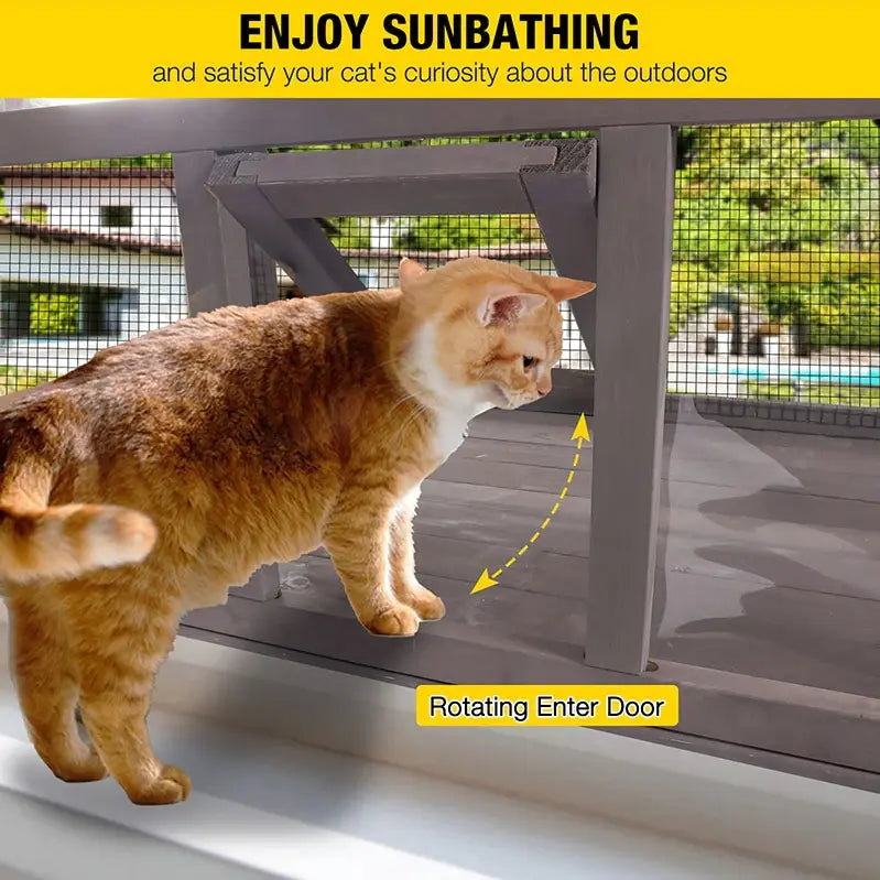 Transform Your Cat's World with the Aivituvin-Air7016 Wooden Cat Window Catio – A Safe Outdoor Adventure Awaits!