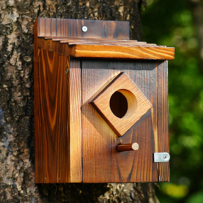 Waterproof Wooden Blue Bird House, Weather Treated Bluebird Box Houses for Outdoors, Nesting Box for Wrens, Swallows, Finches, Chickadee,Summervibes
