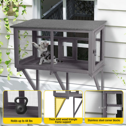 Transform Your Cat's World with the Aivituvin-Air7016 Wooden Cat Window Catio – A Safe Outdoor Adventure Awaits!
