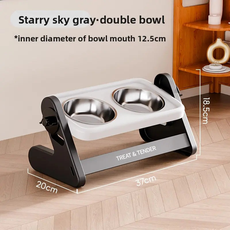 Stainless Steel Dog Feeding Bowls Set, Adjustable Elevated Pet Feeder, Non-Slip Design for Small Dogs and Cats, 2 Bowls and 1 Raised Bowl