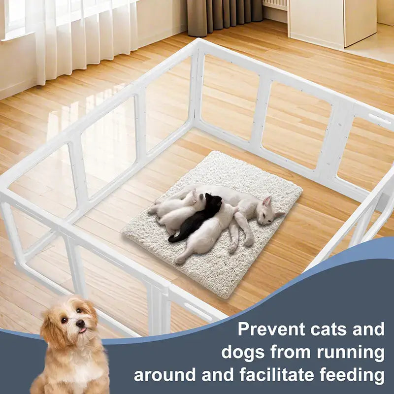 Clear Acrylic Dog Cat Playpen Indoor, Transparent Fence for Puppy Rabbit and Cat, Easy Assemble Plastic Playard 10 Panels
