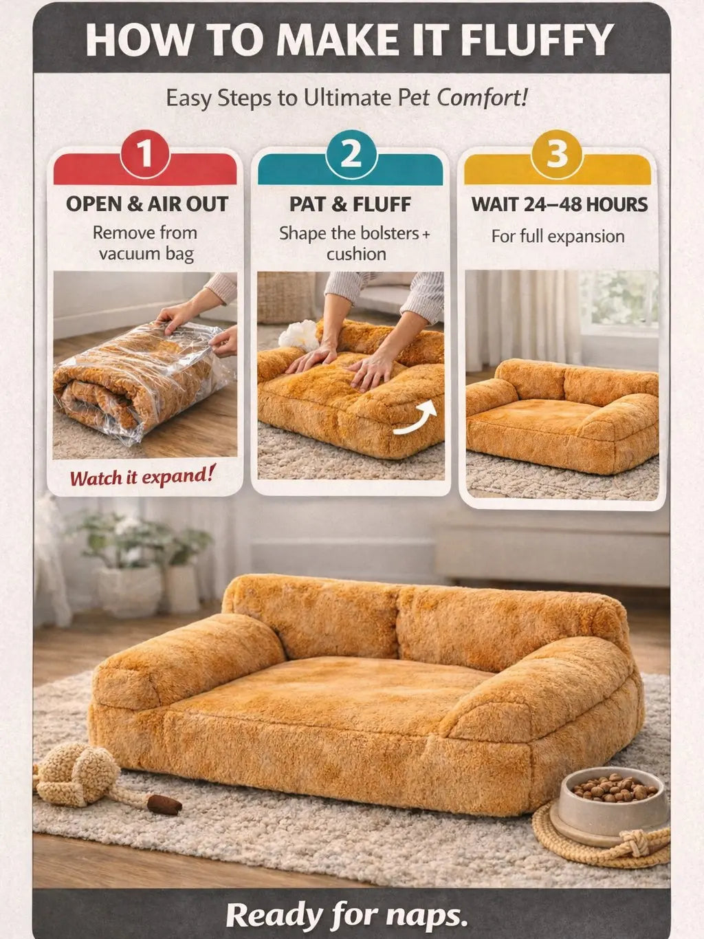 Cozy Pet Sofa Bed for Small to Medium Dogs & Cats All-Season Washable Couch with Supportive Bolsters Fits 2 Pets 35.4 X 21.7 X 10.2 in Brown Plush Fabric PP Cotton Filling Comfortable Indoor Lounger Outdoorfun