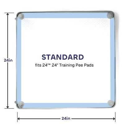 Silicone Pee Pad Holder for Dogs Fits up to 24" X 24" Training Pads Leak-Proof Non-Slip Puppy Pee Pad Holder with Fixed Buttons Portable Easy to Clean