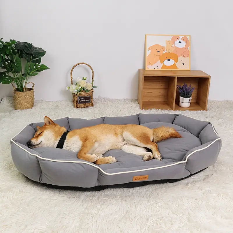 Dog Bed All-Season Pet Nest Anti-Slip Soft Plush Pillow Warm Winter Luxury Sofa Cat Couch Washable Dog Paw Cushion Resting Area Durable Base