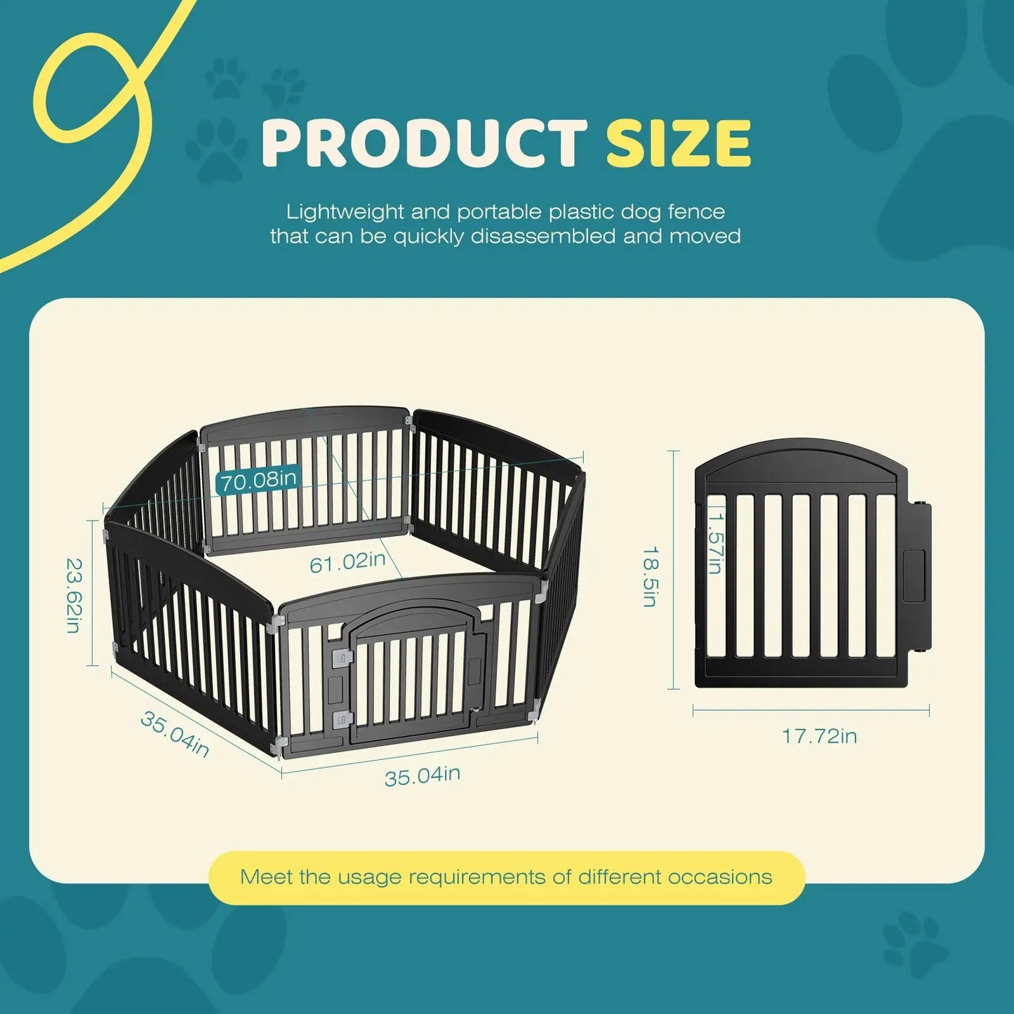 Plastic Dog Playpen 6 Panel 24IN Expandable Durable Pet Fence for Medium Dogs Indoor Outdoor Folding Portable Puppy Playpen
