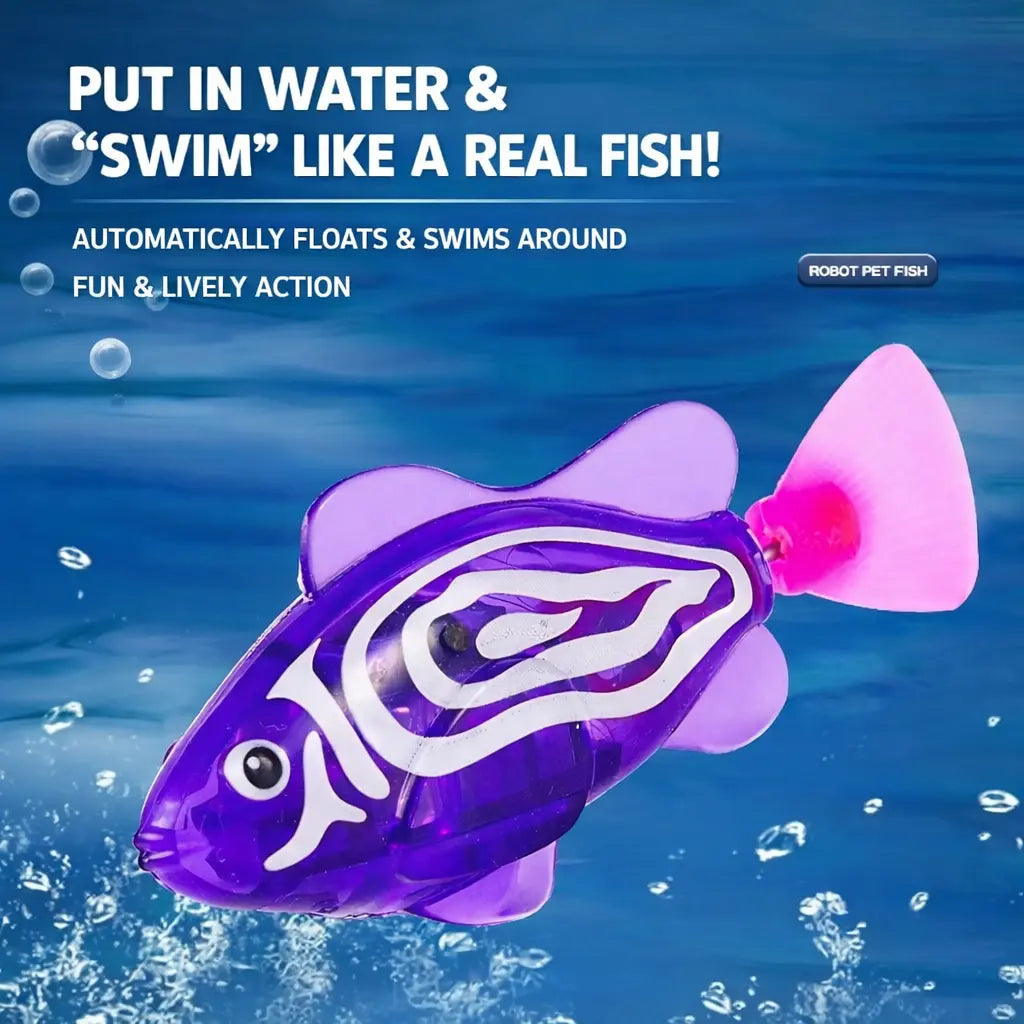 Robot Fish, Robotic Fish for Cats and Dogs, Swimming Fi-Sh with Luminous Function, Waterproof Bath Fi-Sh for Pets, Interactive Robot Fi-Sh for Aquarium and Pool Play (4 Pack)