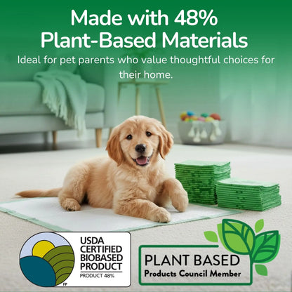 Pet N Pet 50 Count Puppy Training Pads – 48% USDA Certified Plant-Based Dog Pee Pads, Unscented, Super Absorbent & Leak-Proof