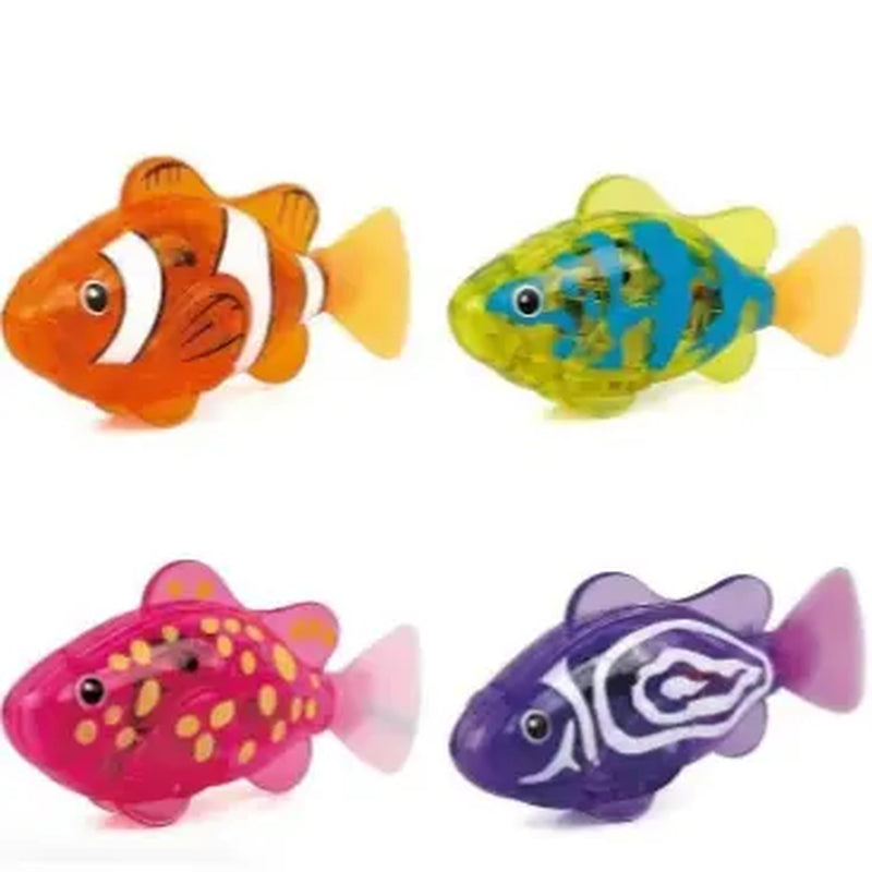 Robot Fish, Robotic Fish for Cats and Dogs, Swimming Fi-Sh with Luminous Function, Waterproof Bath Fi-Sh for Pets, Interactive Robot Fi-Sh for Aquarium and Pool Play (4 Pack)