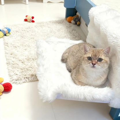 Plush Pet Bedside Hammock, Washable All-Season, Wall-Mounted, Fits Sofa/Bed/Window/Home, Small Cat/Dog Soft Pad, Portable & Easy Clean