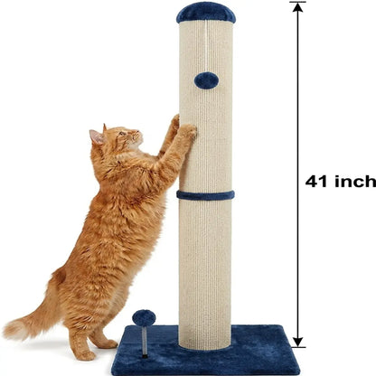 Pawrino Tall Cat Scratching Post – Sisal Scratching Post for Indoor Cats, Stable Base, Full Sisal Coverage, Replaceable Toy Wand