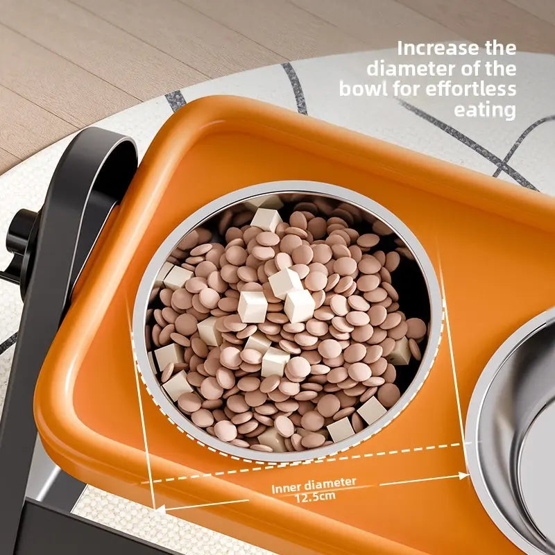 Stainless Steel Dog Feeding Bowls Set, Adjustable Elevated Pet Feeder, Non-Slip Design for Small Dogs and Cats, 2 Bowls and 1 Raised Bowl