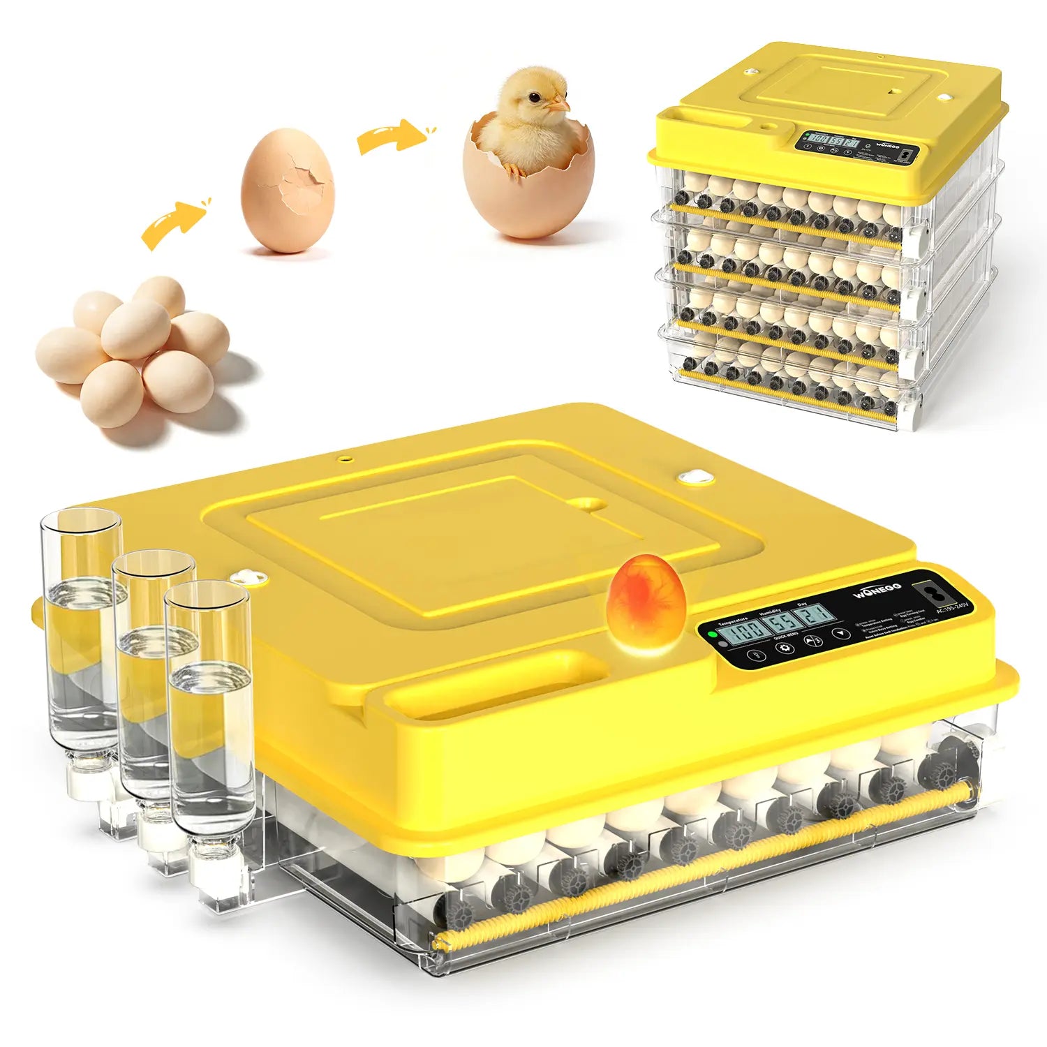Fully Automatic 36/72/108-Egg Smart Incubator, Featuring an Innovative Pulse Dot-Matrix Heating Mode, Automatic Egg Turning, Automatic Watering and Humidity Control, Precise Temperature Regulation, Freely Adjustable Shaft Spacing
